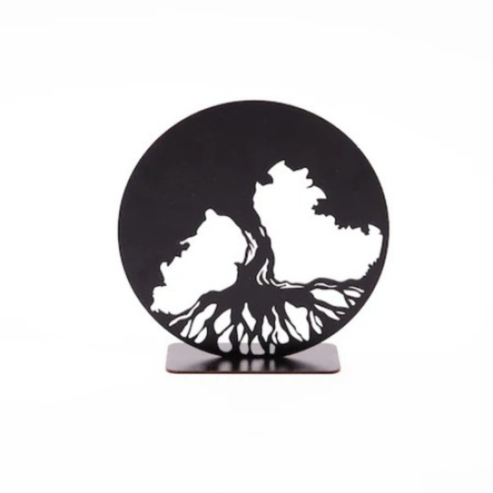 Decoratiune, Blank Copacul vietii cu suport, mdf, negru, dimensiune 20 cm