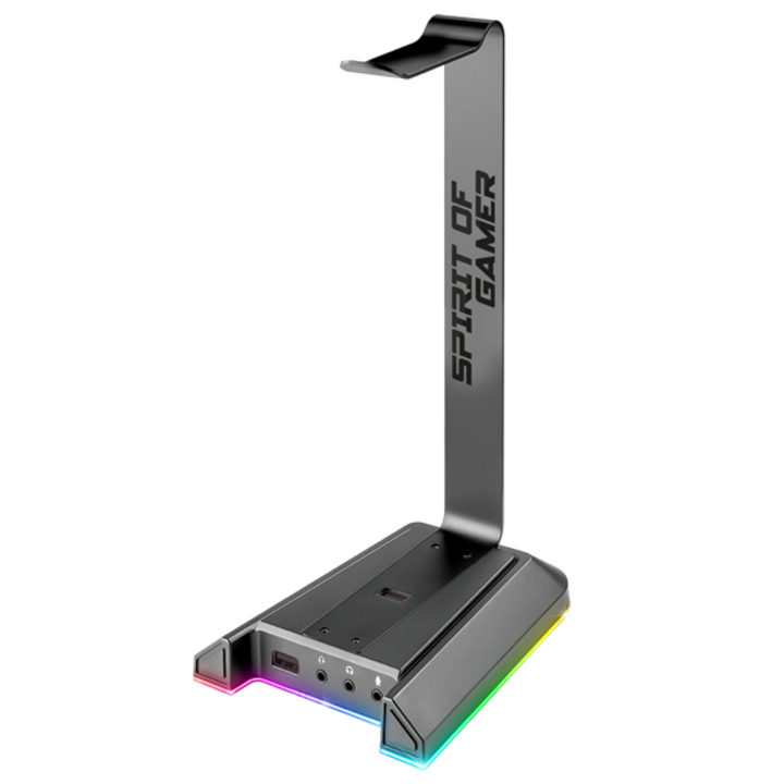 Suport pentru casti, Spirit of Gamer, Sentinel 7.1, mufa de 3,5 mm + 2xUSB2.0, rutare cablu, placa de sunet 7.1, cablu de 1,8 m, Negru
