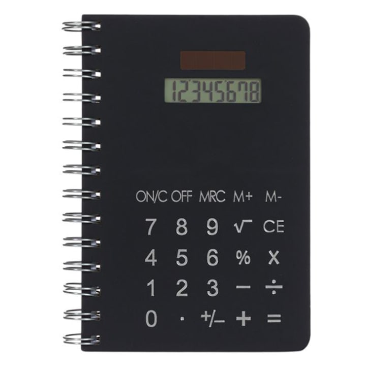 Agenda Tip Caiet Cu Calculator Incorporat, Negru, A5, 80 File