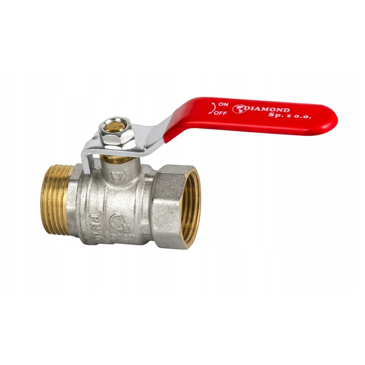 Valva cu bila Diamond, Gri/Rosu