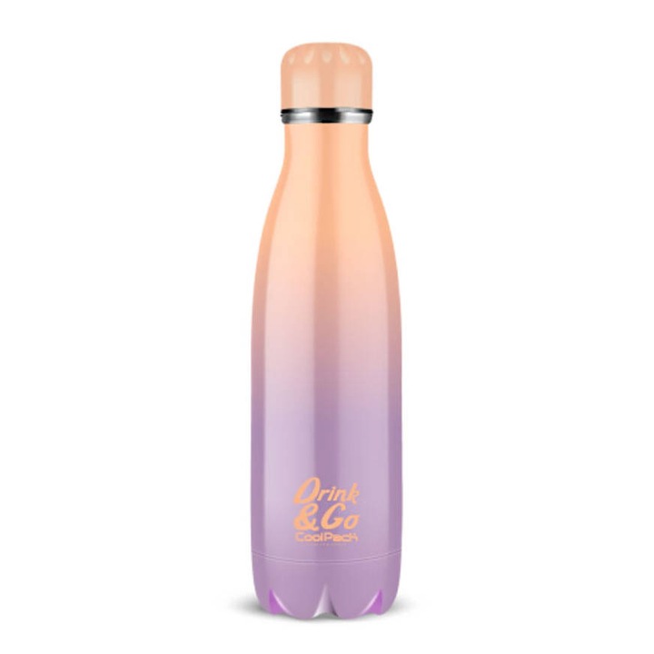 Bidon Termic, Coolpack, Drink & Go, Otel Inoxidabil De Inalta Calitate, Pereti Dubli, Fara Bpa, Inaltime: 27 Cm, Diametrul Bazei: 7 Cm, Gradient Berry, 500 Ml