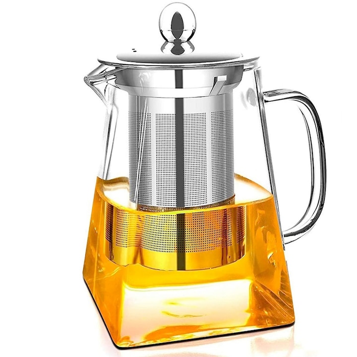 Ceainic cu infuzor, Quasar & Co.®, recipient pentru ceai/cafea, 800 ml, transparent