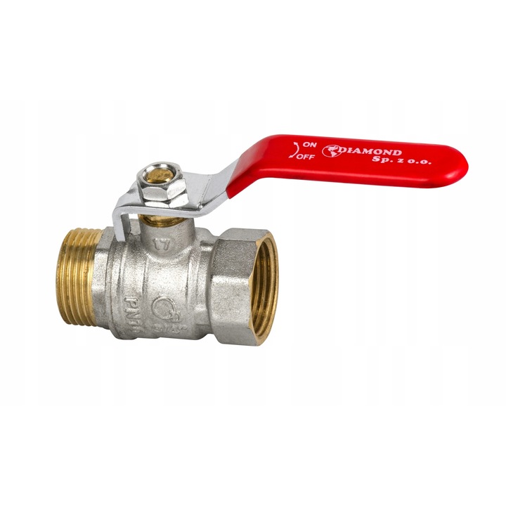 Valva cu bila Diamond, Alama, Gri/Rosu