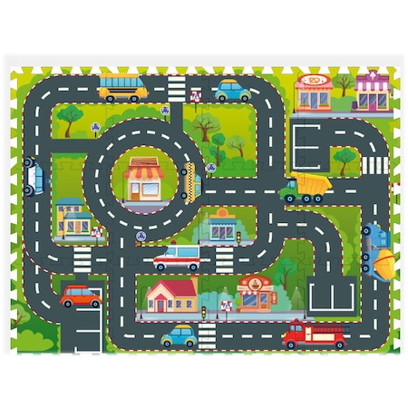 Covor pentru copii, Coil, Cu oras, 114 x 86 cm, Multicolor