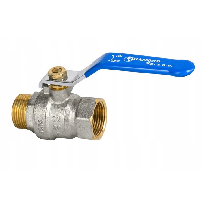 Valva cu bila Diamond, Alama, Gri/Albastru