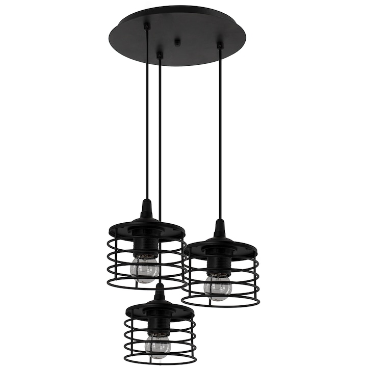 Függőlámpa, Lampex, Rizo 3P fekete a szoba Loft szalaghoz