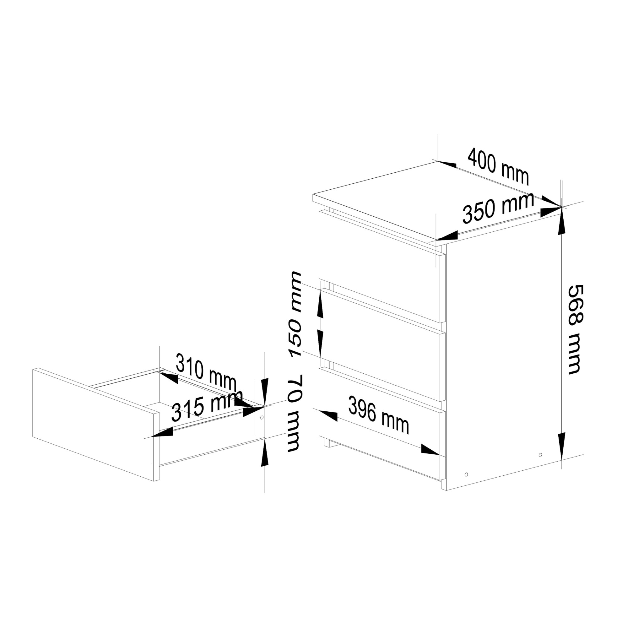 Noptiera Akord Furniture Factory PAL 40 X 35 X 56 8 Cm Stejar