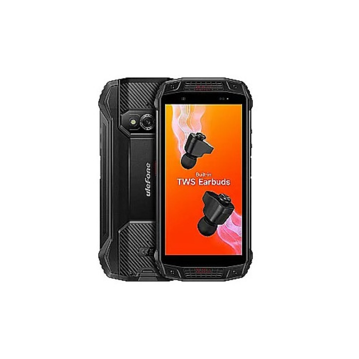 Telefon mobil Ulefone Armor 15 Negru, 4G, Casti TWS incorporate, 5.45", 6GB RAM, 128GB ROM, Android 12, Helio G35, NFC, 6600mAh, Dual SIM