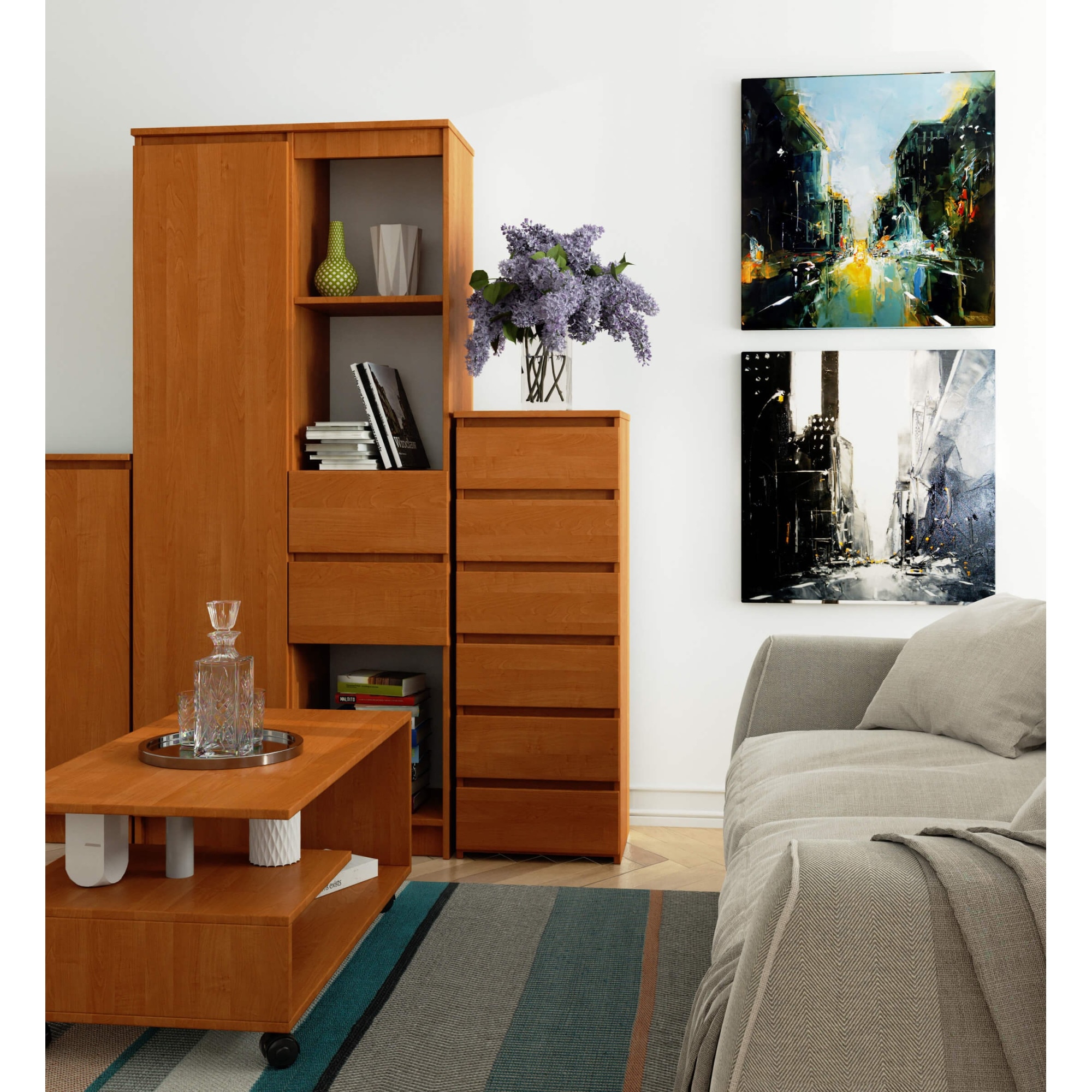 PIXZSSI Comodini In Legno Massello Di Pino | 2 Pezzi Colore Nero | 40x35x61,5 Cm Con 2 Cassetti | Design Classico Per Camera Da Letto
