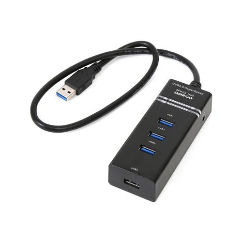 Hub Omega 4 porturi USB 3.0, 50cm, Negru