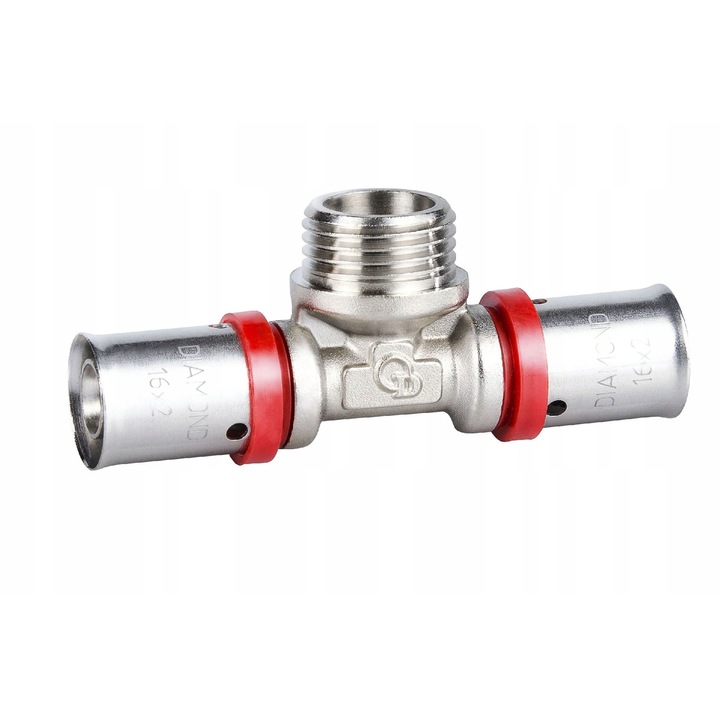 Teu pexal sertizare multistrat, Diamond, Alama/Inox, 20 x 0.5 x 20 mm, Argintiu/Rosu