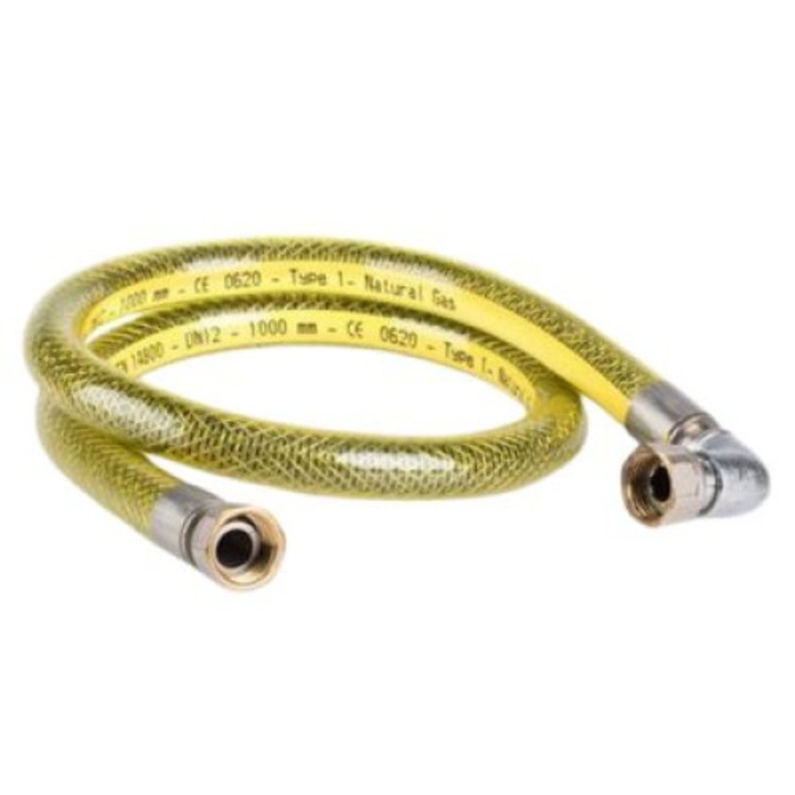 Gázszögcsatlakozás, Gyémánt, Műanyag/Rozsdamentes acél, 1000 mm, Sárga