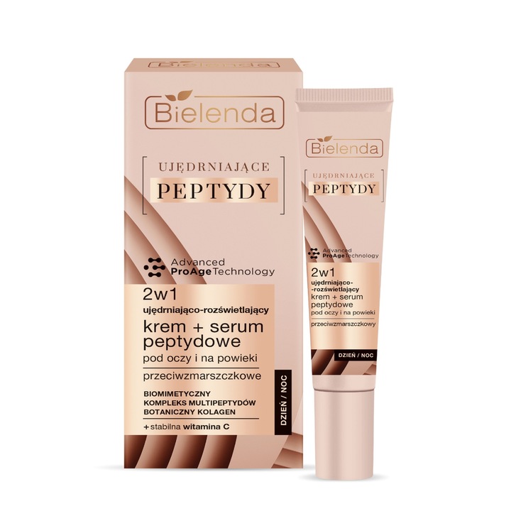 Ser Peptide 2in1 pentru ochi si pleoape, Bielenda, Roz, 15 ml