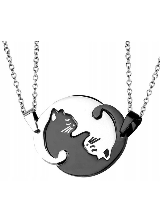 Комплект колиета за приятели, Edibazzar, Котки, Стомана, Сребро, Черно