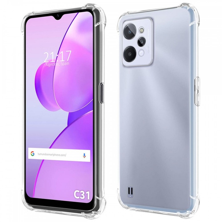 Силиконов гръб, съвместим с Realme C31, с подсилени ъгли, прозрачен, Anti Shock, 1,5 mm