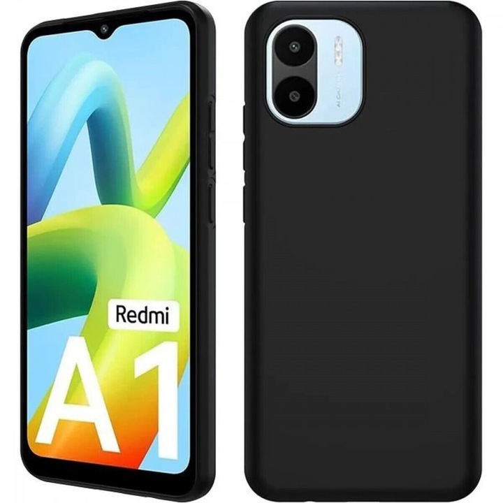 Xiaomi Redmi A1 / Redmi A2 kompatibilis szilikon tok, telefon tok, hátlaptok, matt, fekete