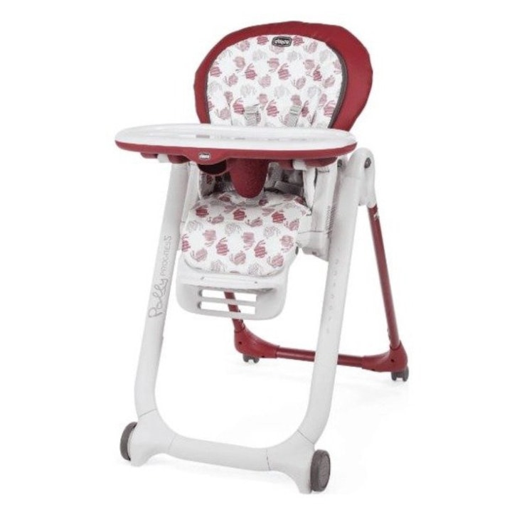 Детско столче за хранене, Chicco, Метал/Пластмаса, Максимално поддържано тегло 15 кг, Червено/Бяло