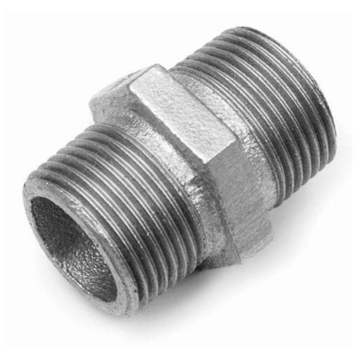 Niplu redus zincat, Diamond, Fonta, 1 inch, Argintiu