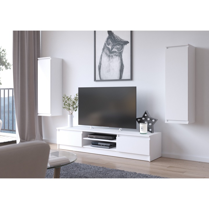 Set mobila de living, Akord Furniture Factory, PAL, 240 x 40 x 140 cm, Alb