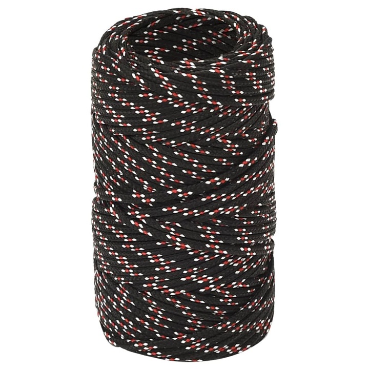 vidaXL csónakkötél, fekete, 2 mm, 100 m, polipropilén, 0,23 kg