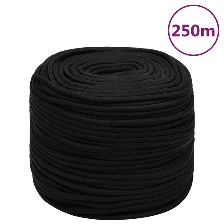 Sfoara din poliester, Zakito Europe, 6mm x 250m, neagra, rezistenta la rupere 500kg