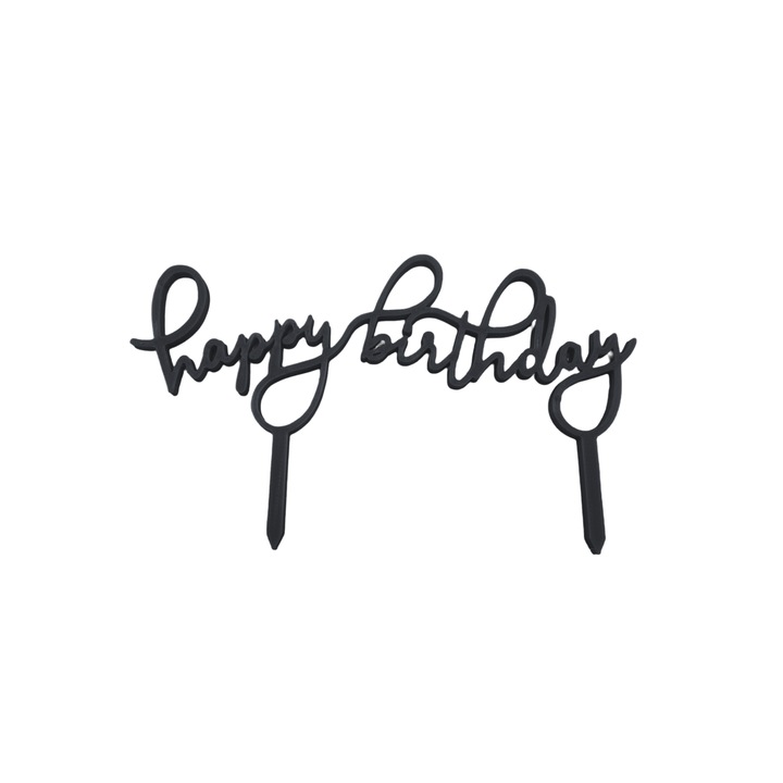 Декорация за торта "HAPPY BIRTHDAY", EBIN, черна 15 х 9 см