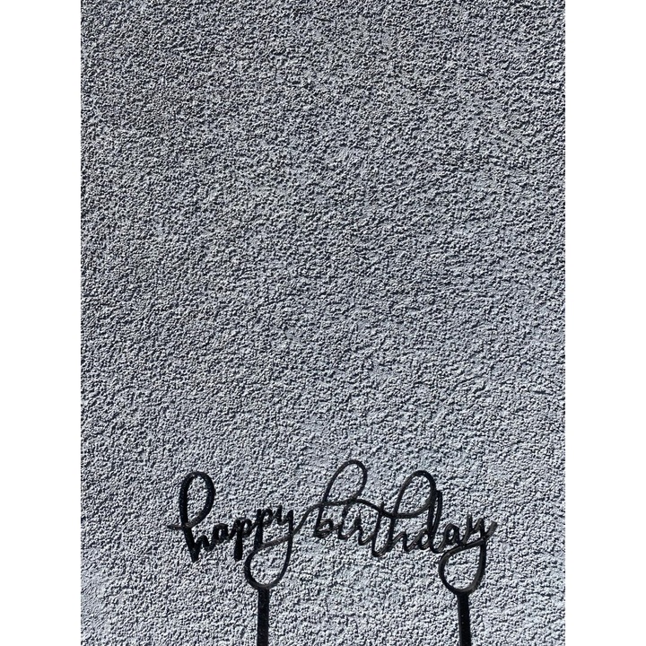 Decoratiune topper tort "HAPPY BIRTHDAY", negru 15 x 9 cm