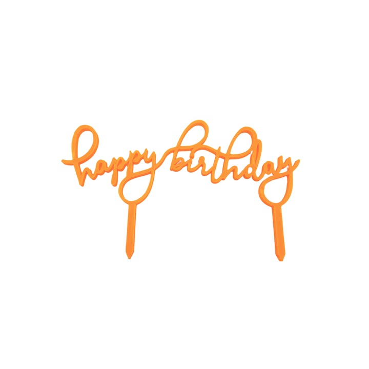 Декорация за торта "HAPPY BIRTHDAY", портокал 15 x 9 cm