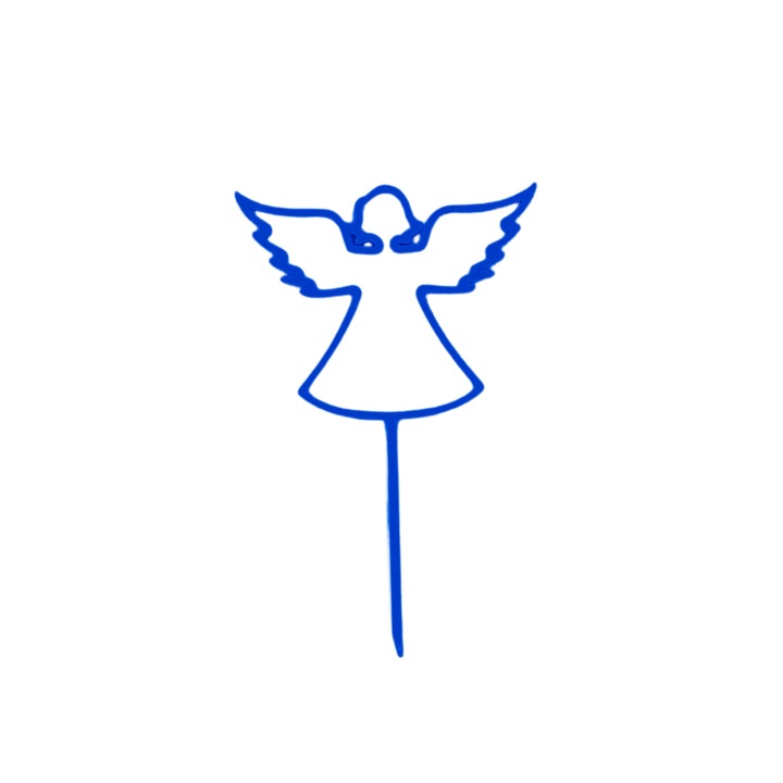 Tortafedő díszítés "ANGEL", angyal, kék 12,5 x 8 cm