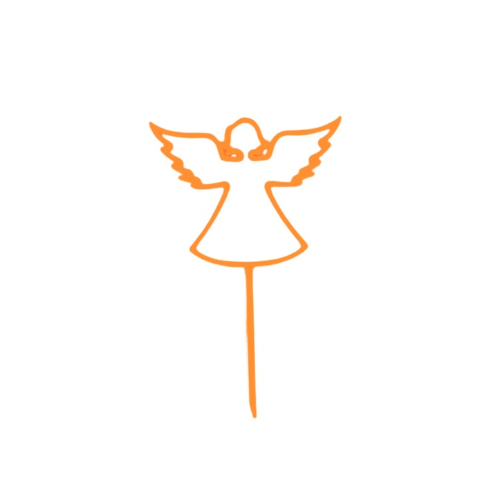 Tortafedő díszítés "ANGEL", angyal, narancs 12,5 x 8 cm