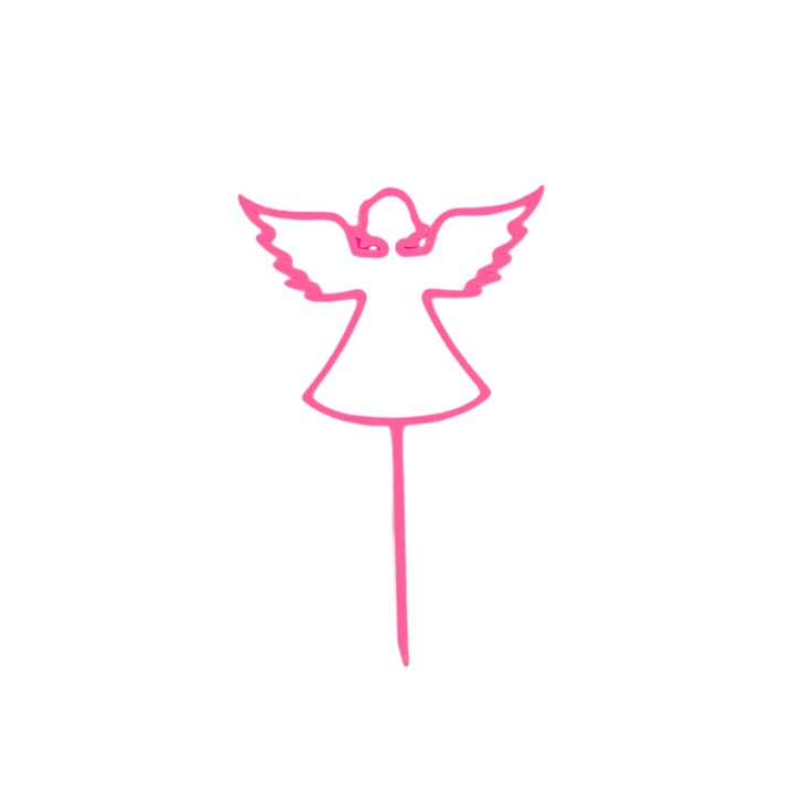 Декорация за торта, ангелче, малиново розово 12,5 х 8 см