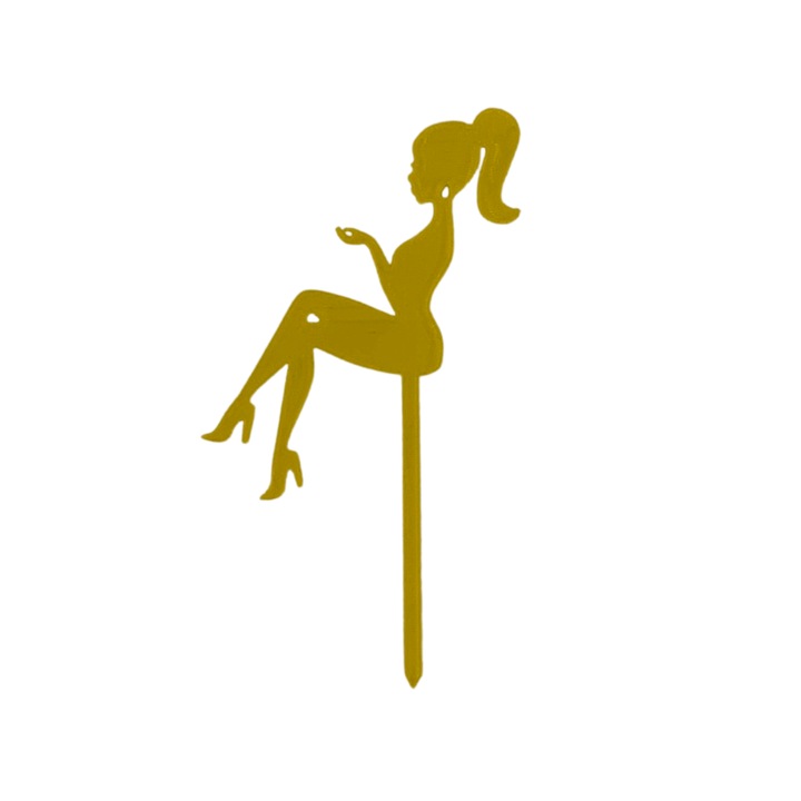 Tortafedő díszítés "SILHOUETTE LADY", női sziluett, arany 18,5 x 10 cm