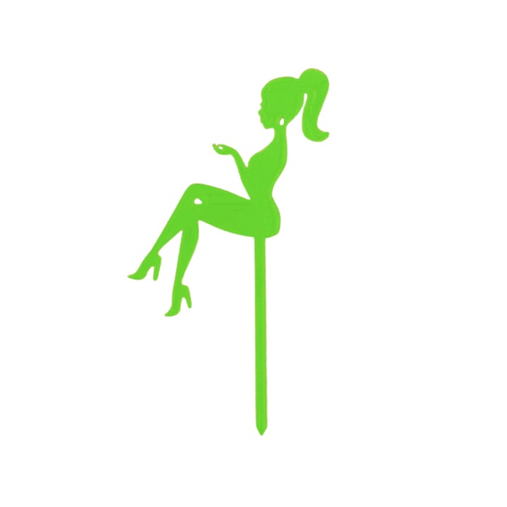 Tortafedő díszítés "SILHOUETTE LADY", női sziluett, zöld 18,5 x 10 cm