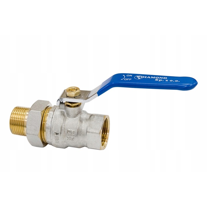 Golyóscsap, gyémánt, sárgaréz, 1,25 hüvelyk, ezüst/kék