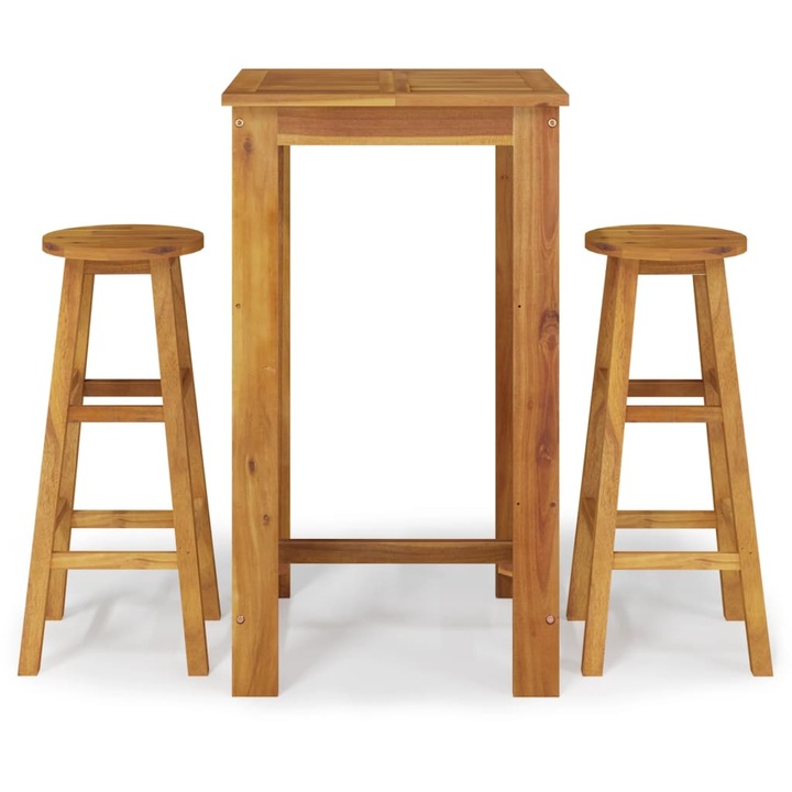 Set bar de gradina vidaXL, 3 piese, lemn masiv de acacia, 19.59 kg 3154388