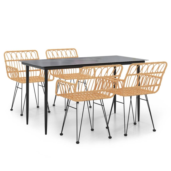 vidaXL 5 részes polyrattan kerti étkezőgarnitúra 27.84 kg 3157847