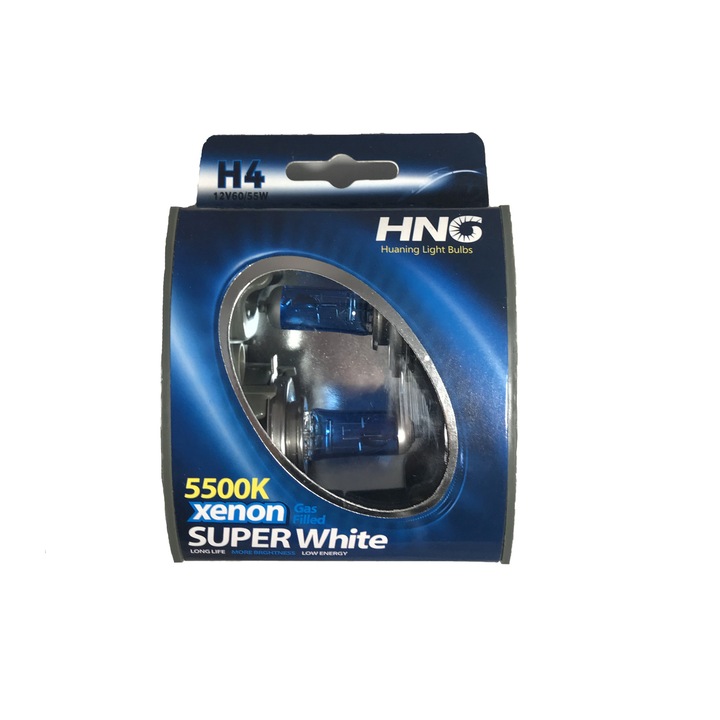 Set becuri H4 HNG 5500K 55W Super White Halogen
