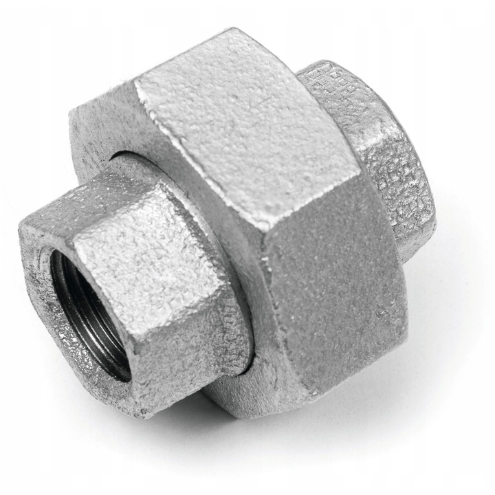 Niplu conector zincat, Diamond, Fonta, 1 inch, Argintiu