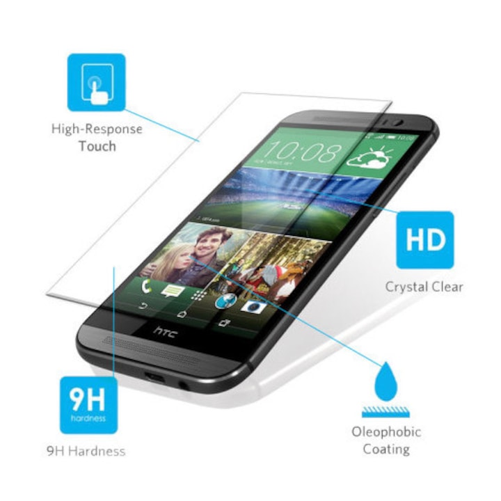 Стъклен протектор за HTC One M8, закалено стъкло
