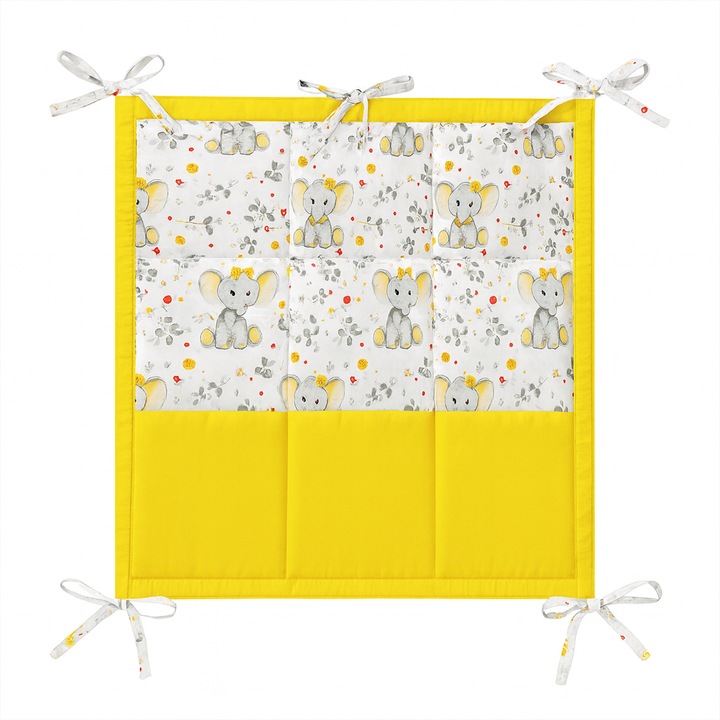Organizator pentru pătuț Kapinkata Elefant galben, 55x54 cm