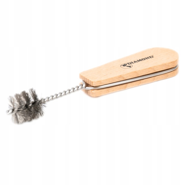Perie curatare tevi cupru, Diamond, Lemn/Inox, 28 mm, Maro/Argintiu
