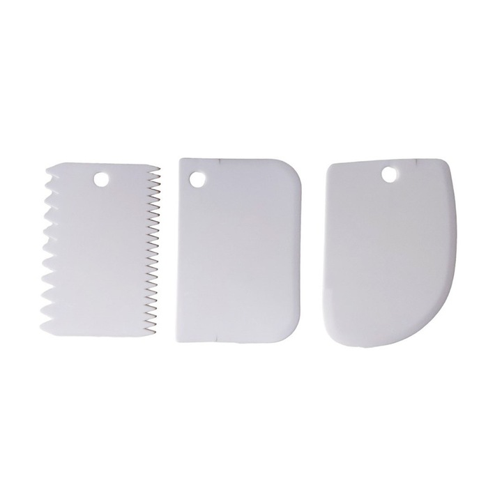 3 rugalmas tortavágó spatulából álló készlet, fehér, 11 cm, 323COF-2
