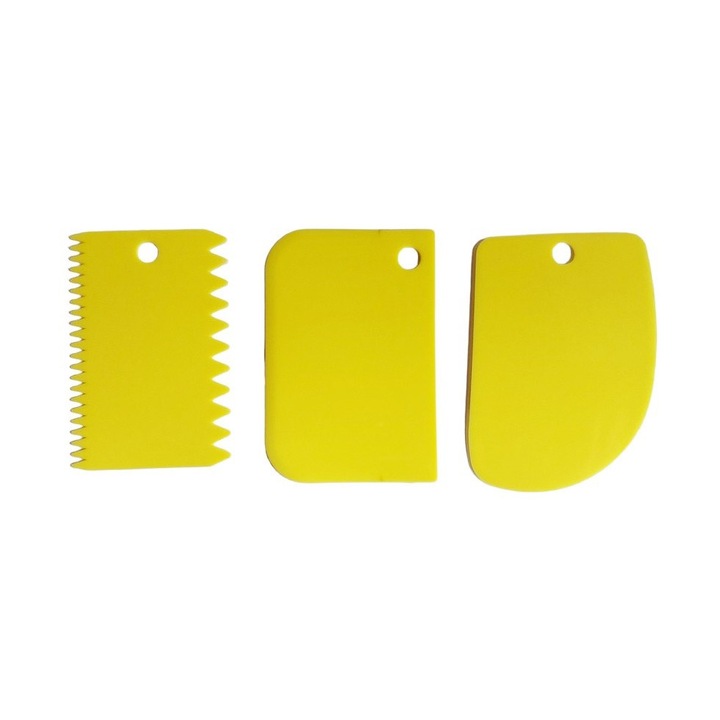 3 rugalmas tortavágó spatulából álló készlet, sárga, 11 cm, 323COF-3