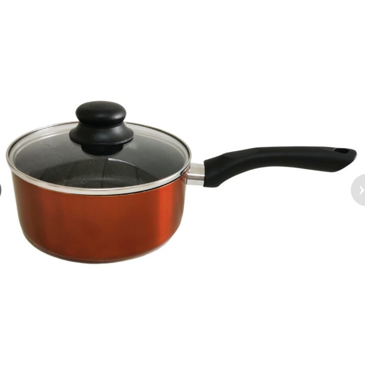 Cratita pentru sos aluminiu, 18x8cm, marmorata interior, 2.5mm grosime, maner bachelita, inclusiv inductie