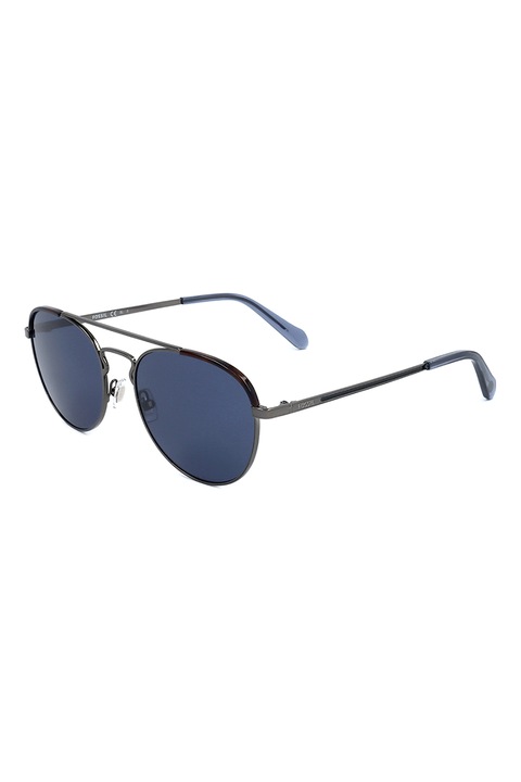 Fossil, Aviator napszemüveg egyszínű lencsékkel, 55-18-145, Ezüstszín/Tengerészkék