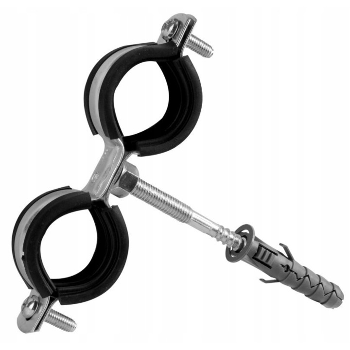 Clema dubla pentru tevi, Diamond, Cauciuc, 3/8 inch, Negru