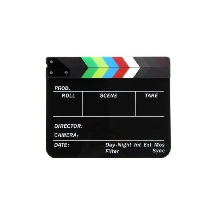 Clacheta Black-Color clapperboard din plexiglas pentru studio de filmare