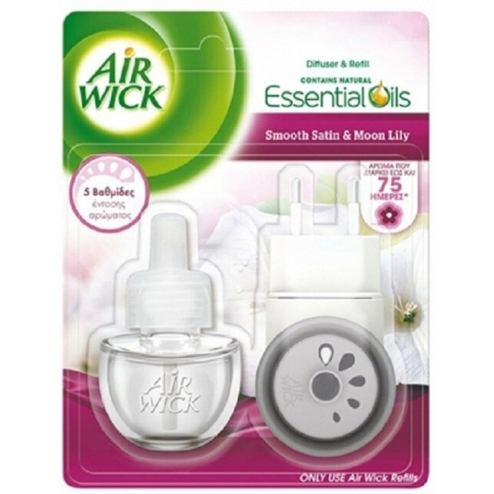 Set 2 x Odorizant de Camera Electric Air Wick, Satin si Crin de Luna, Aparat si Rezerva 19 ml