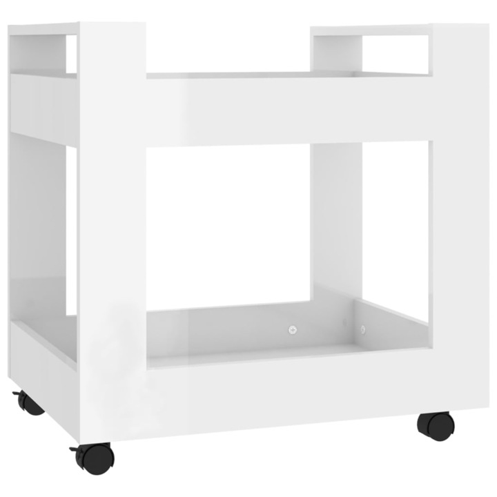 vidaXL magasfényű fehér szerelt fa asztal-kocsi 60 x 45 x 60 cm 816602