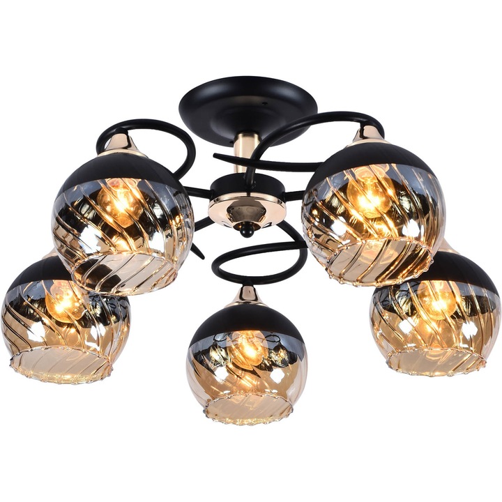 Csillár, Lampex, Matera 5 fekete a nappaliba Klasszikus stílusban